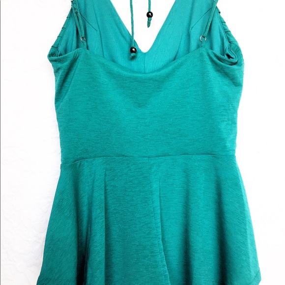 Teal Jessica Simpson spaghetti strap peplum top - Picture 3 of 5